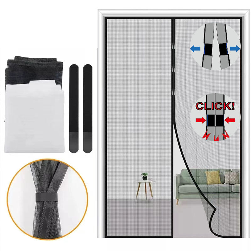 Magnetic Snap Anti-mosquito Polyester Edging Automatic Closure Magnetic Mesh Window Door Curtain