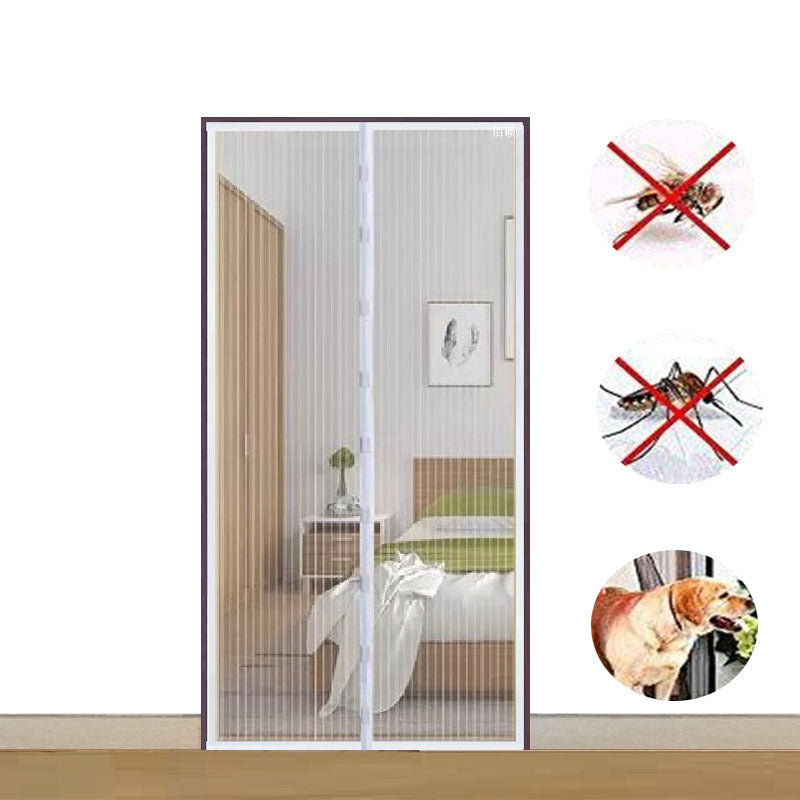 Magnetic Snap Anti-mosquito Polyester Edging Automatic Closure Magnetic Mesh Window Door Curtain